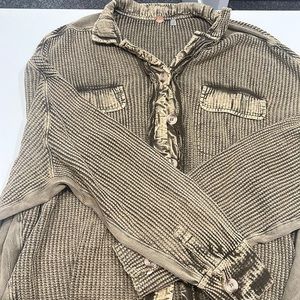 Free People Waffle Knit button up Sweater